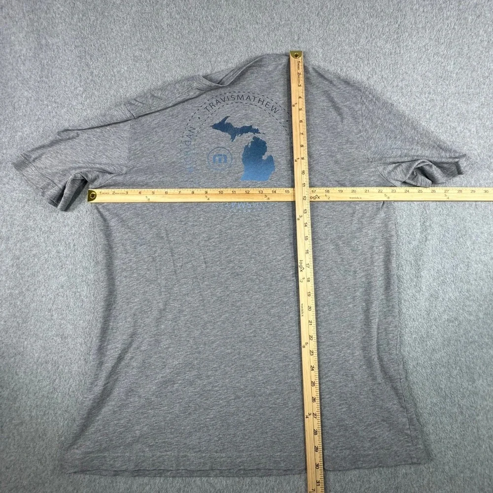 TRAVIS MATHEW Shirt Mens XL Gray Blue Mackinac Michigan Short Sleeve - Picture 4 of 6